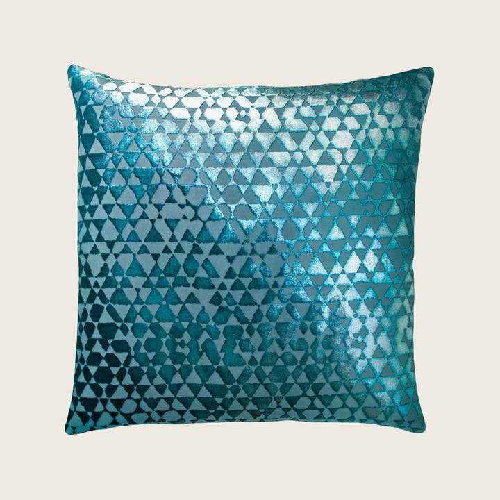 Triangle Velvet Throw Pillow, Pacific
