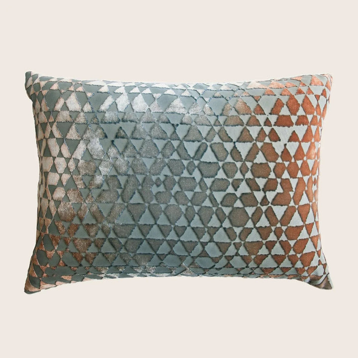 Triangles Velvet Pillow, Gunmetal