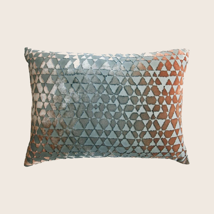 Triangles Velvet Pillow, Gunmetal