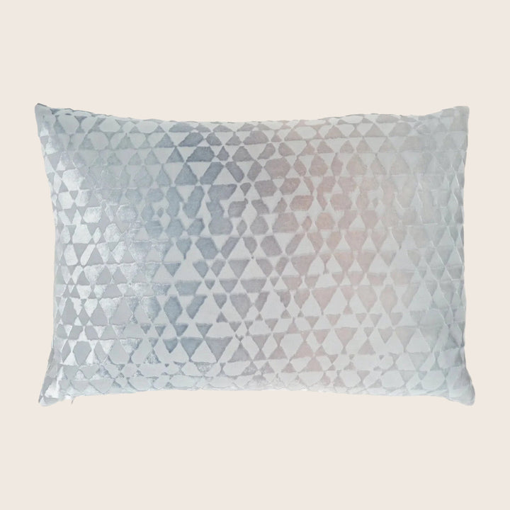 Triangles Velvet Pillow, Moonstone
