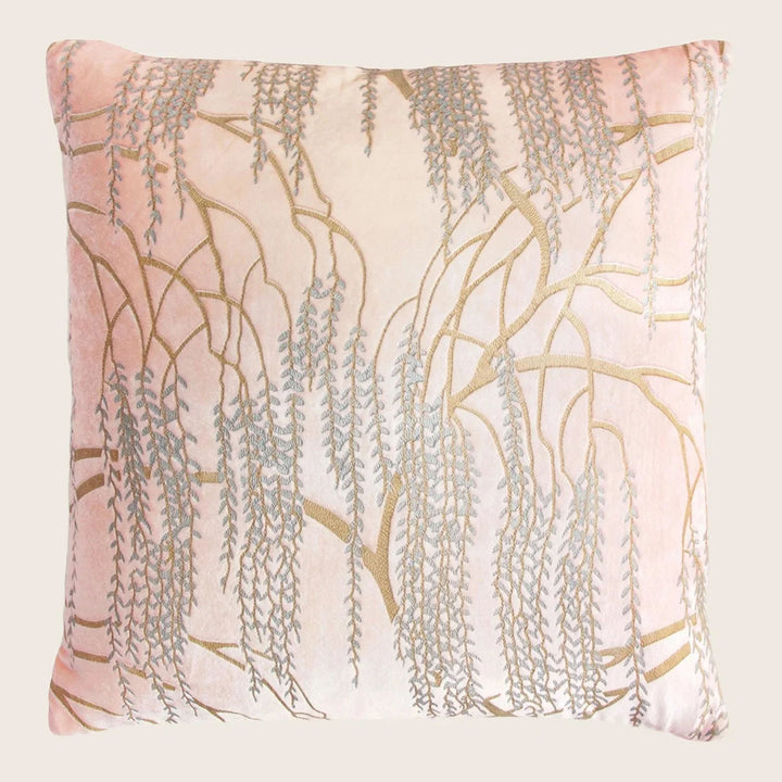 Metallic Willow Velvet Pillow, Blush