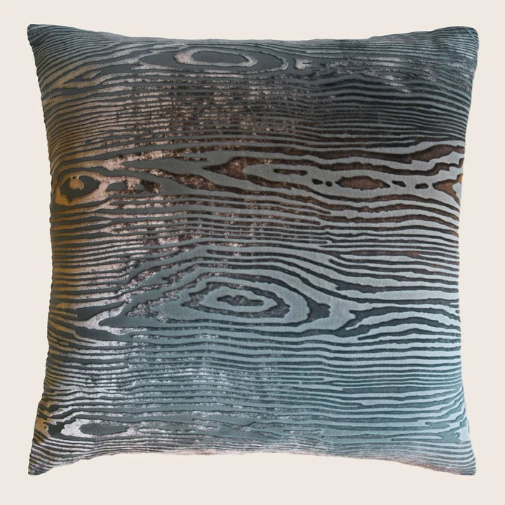 Woodgrain Velvet Pillow, Gunmetal