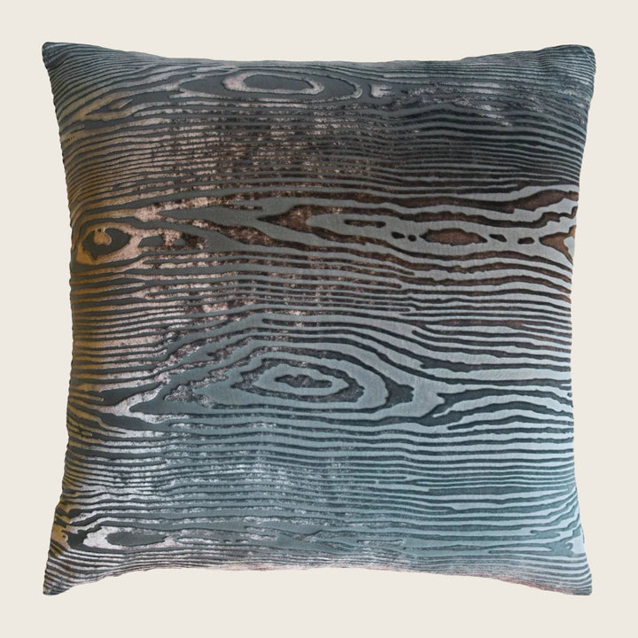 Woodgrain Velvet Pillow, Gunmetal