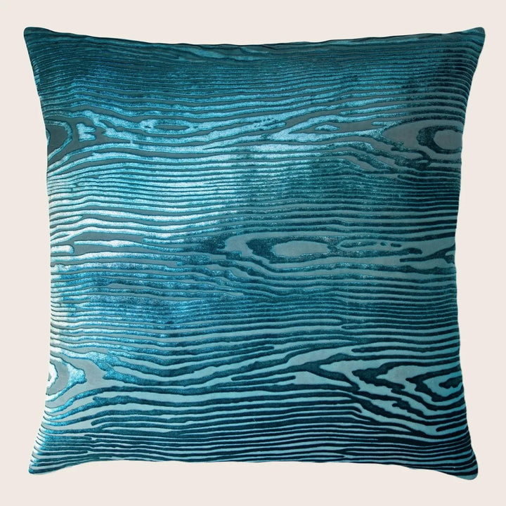 Woodgrain Velvet Throw Pillow, Pacific