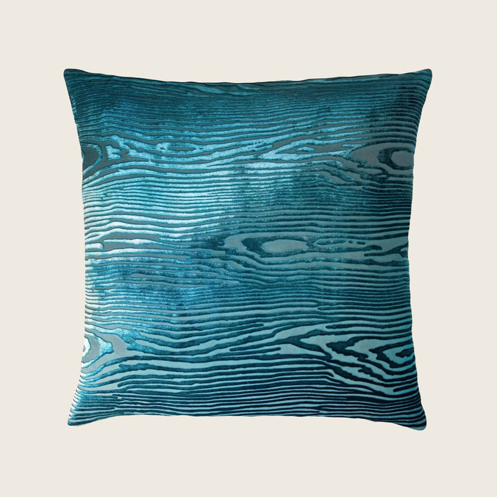Woodgrain Velvet Throw Pillow, Pacific