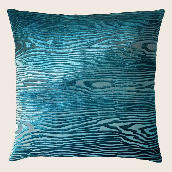 Woodgrain Velvet Throw Pillow, Pacific