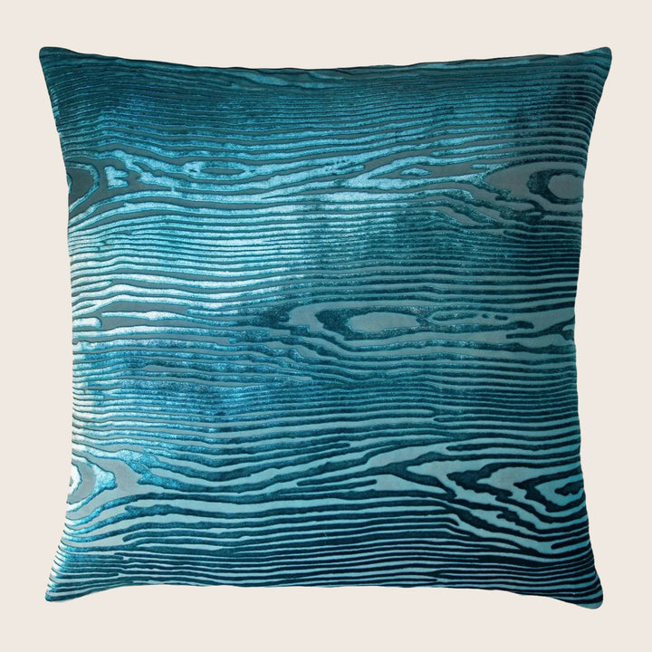 Woodgrain Velvet Throw Pillow, Pacific