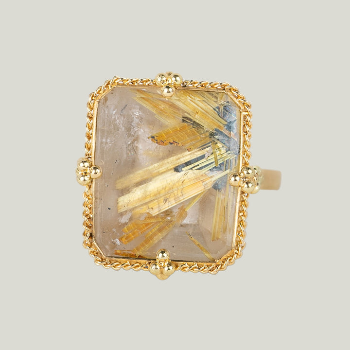Image for One-of-a-Kind 18K Yellow Gold 10.77 ct. Large Square Rutilated Quartz Ring