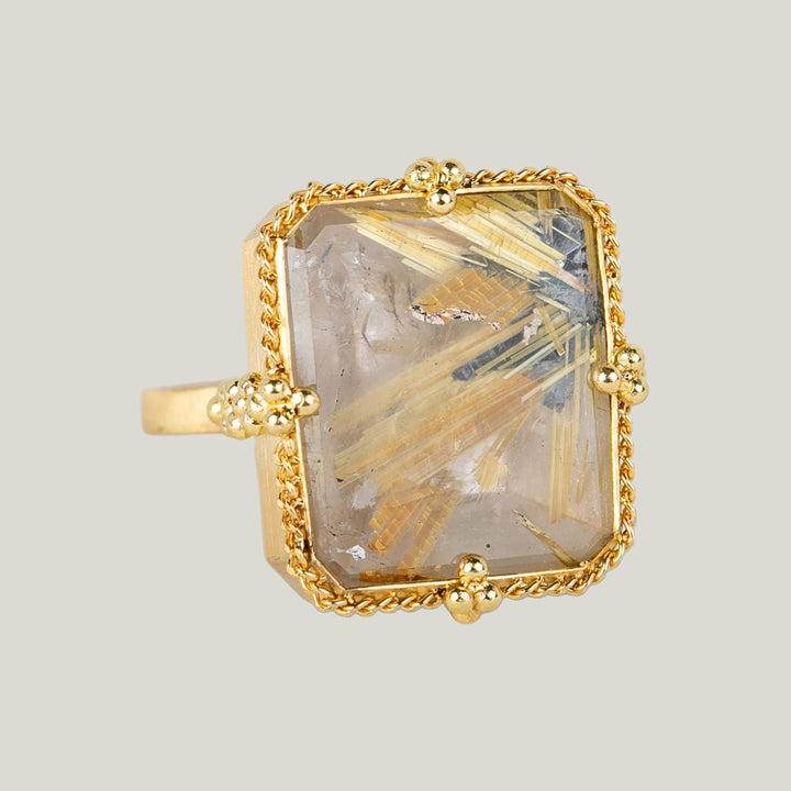 Image for One-of-a-Kind 18K Yellow Gold 10.77 ct. Large Square Rutilated Quartz Ring