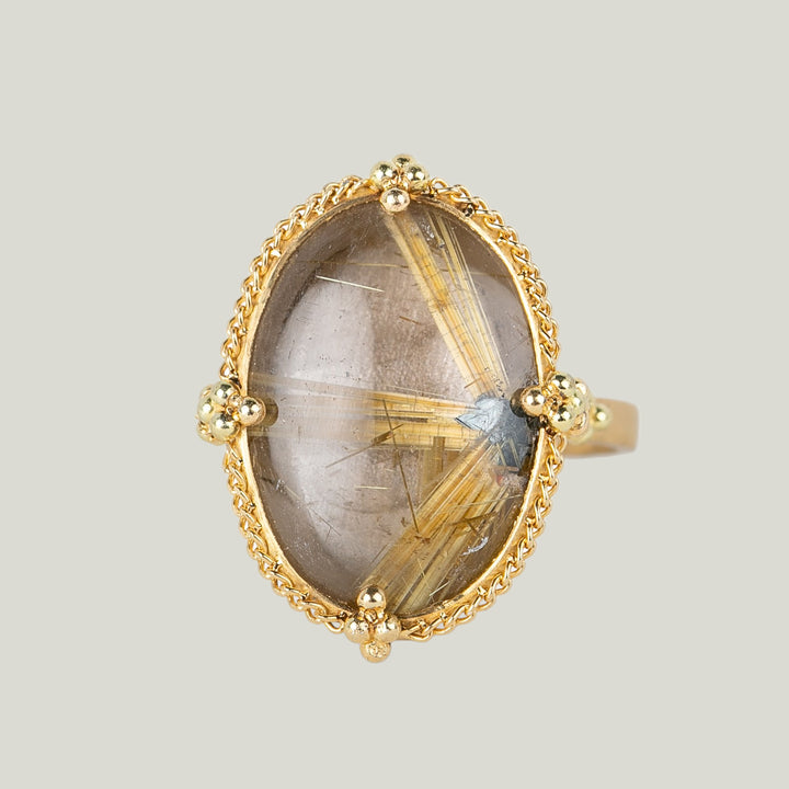 Image for One-of-a-Kind 18K Yellow Gold 11.63 ct. Large Oval Rutilated Quartz Ring