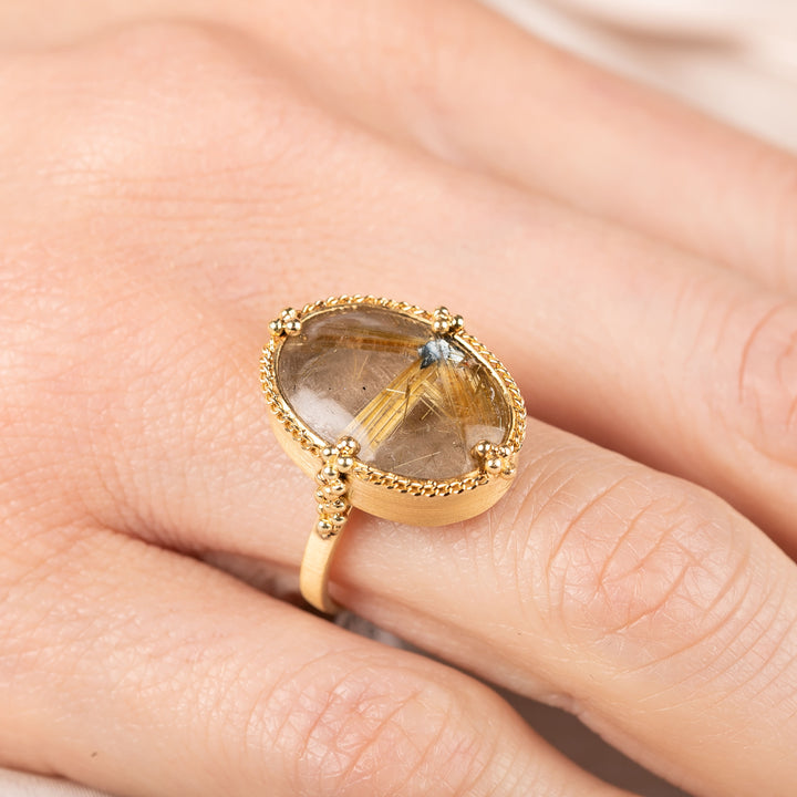 Image for One-of-a-Kind 18K Yellow Gold 11.63 ct. Large Oval Rutilated Quartz Ring