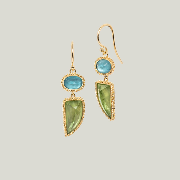 Image for One-of-a-Kind 18K Yellow Gold 4.08 ct. Peridot, 1.49 ct. Apatite Double Drop Earrings