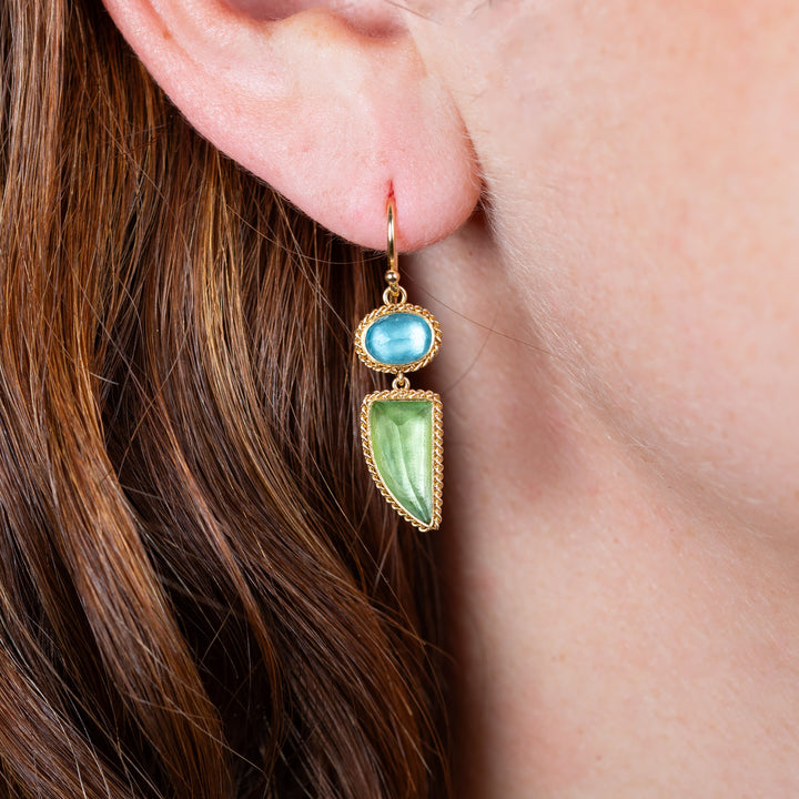Image for One-of-a-Kind 18K Yellow Gold 4.08 ct. Peridot, 1.49 ct. Apatite Double Drop Earrings