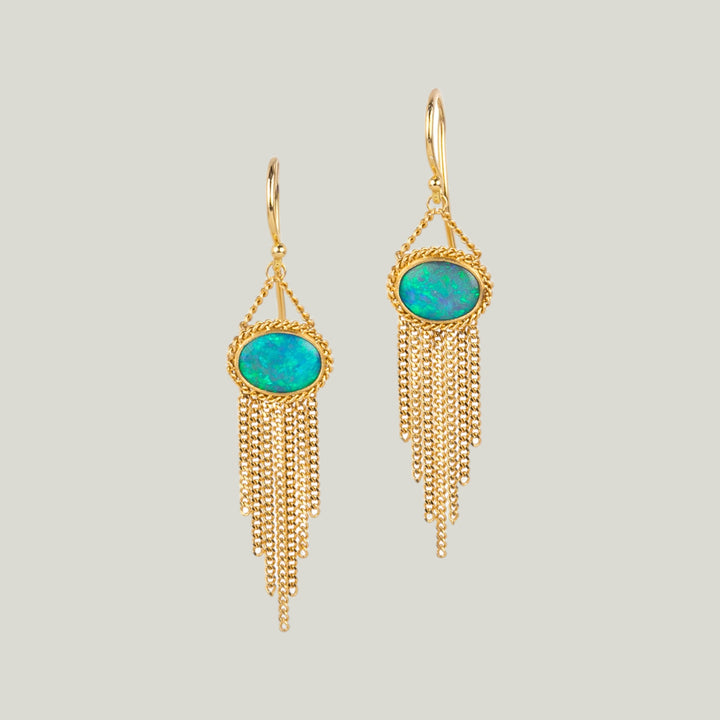 Image for One-of-a-Kind 18K Yellow Gold 1.2 ct. Black Opal Fringe Earrings