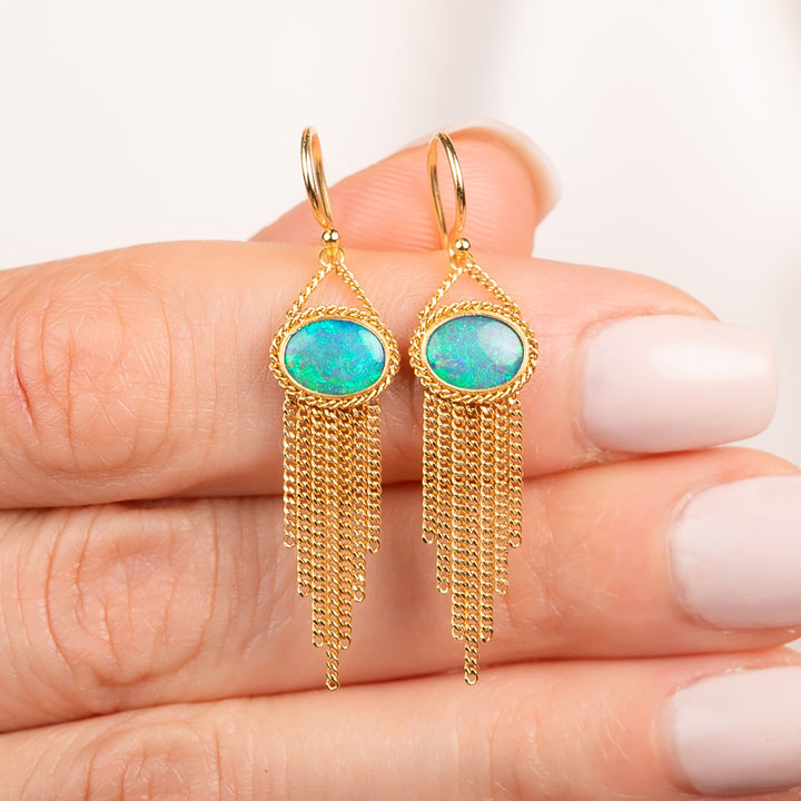 Image for One-of-a-Kind 18K Yellow Gold 1.2 ct. Black Opal Fringe Earrings