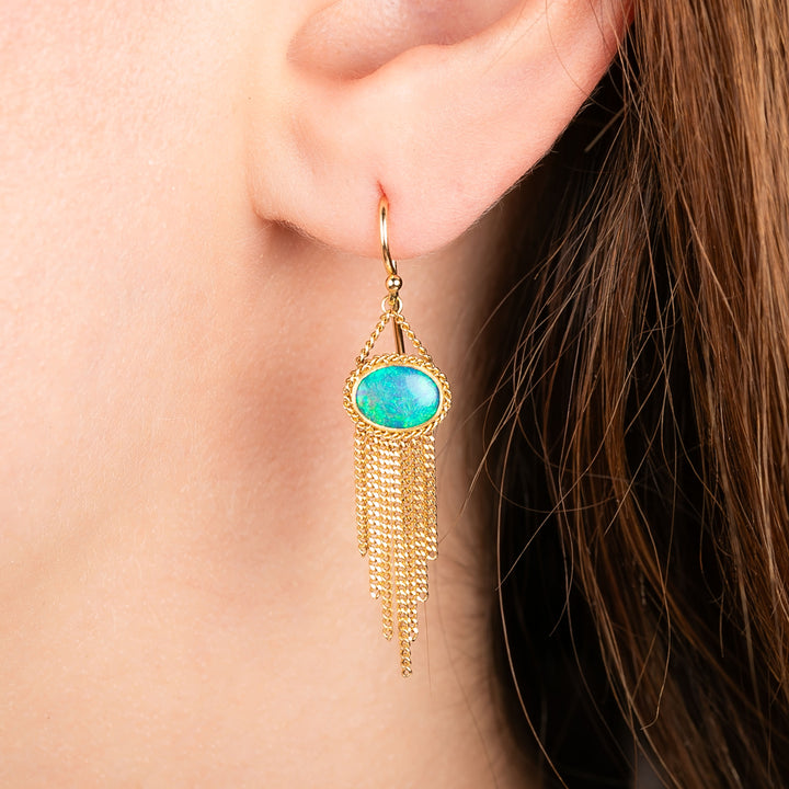 Image for One-of-a-Kind 18K Yellow Gold 1.2 ct. Black Opal Fringe Earrings