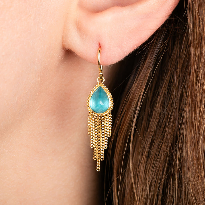 Image for One-of-a-Kind 18K Yellow Gold 3.01 ct. Teardrop Apatite Fringe Earrings