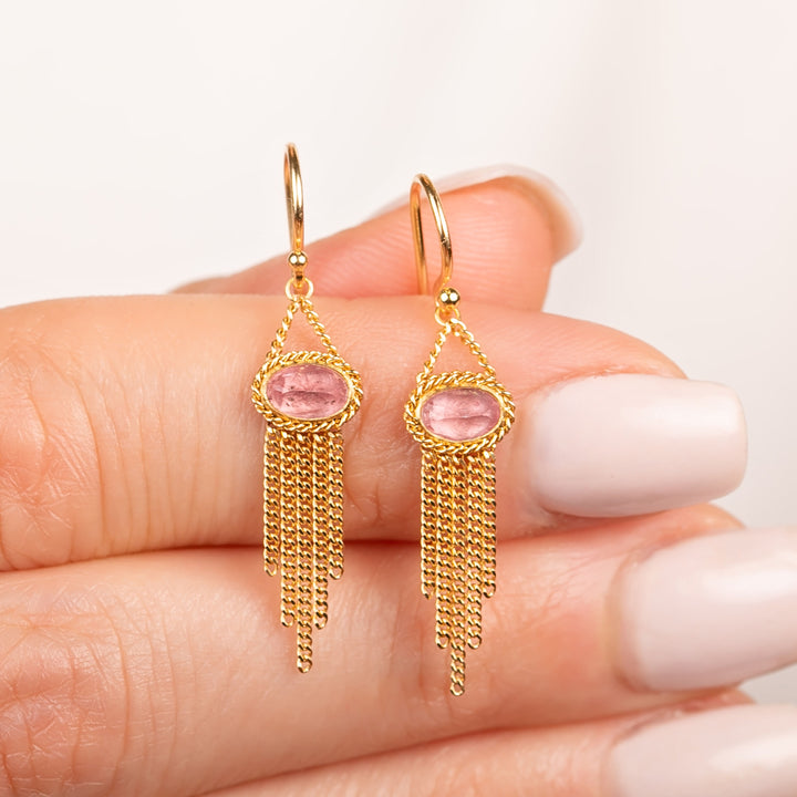 Image for 18K Yellow Gold 1.1 ct. Rhodocrosite Fringe Earrings