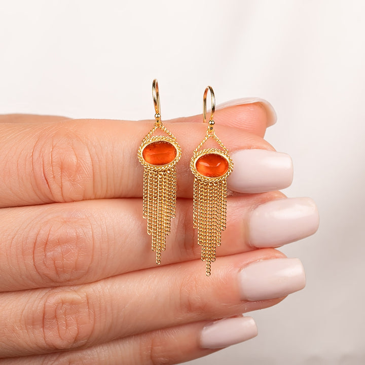 Image for One-of-a-Kind 18K Yellow Gold 1.65 ct. Fire Opal Fring Earrings