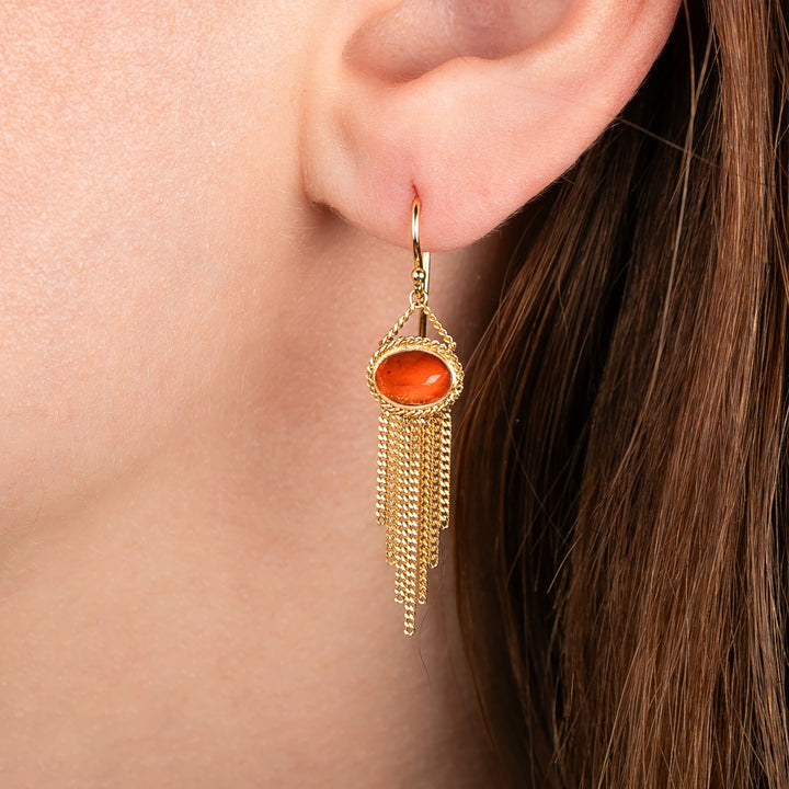 Image for One-of-a-Kind 18K Yellow Gold 1.65 ct. Fire Opal Fring Earrings