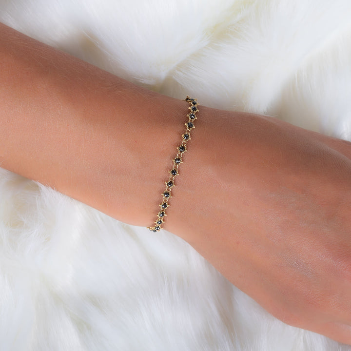 Image for 18K Yellow Gold Black Diamond Woven Bracelet