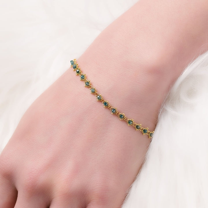 Image for 18K Yellow Gold Blue Diamond Woven Bracelet