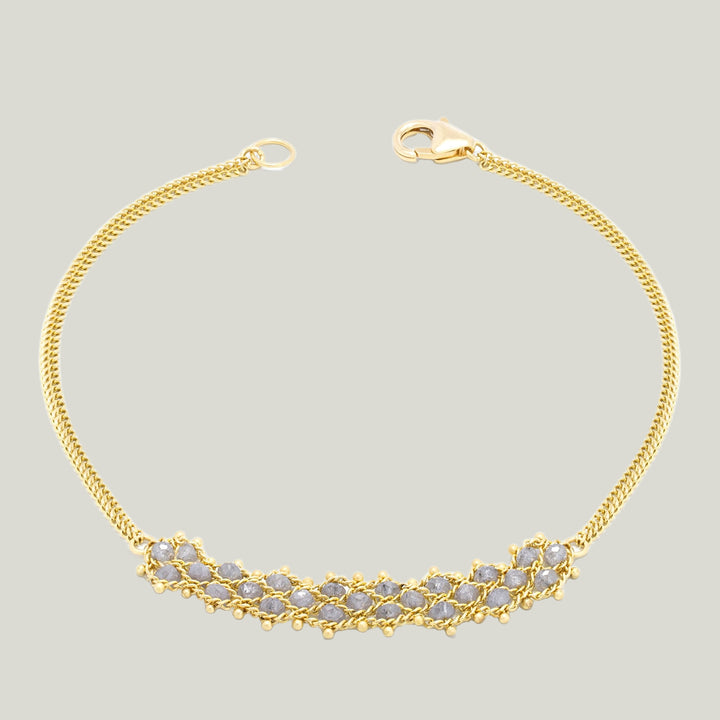 Image for 18K Yellow Gold Silver Diamond Textile Bracelet