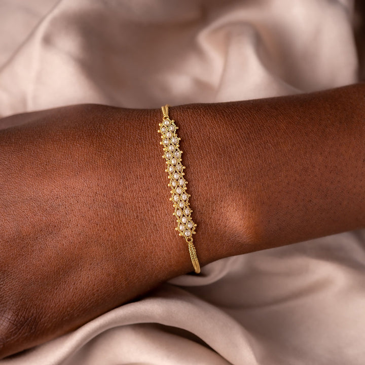 Image for 18K Yellow Gold Silver Diamond Textile Bracelet
