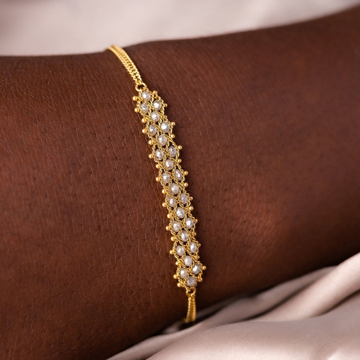 Image for 18K Yellow Gold Silver Diamond Textile Bracelet