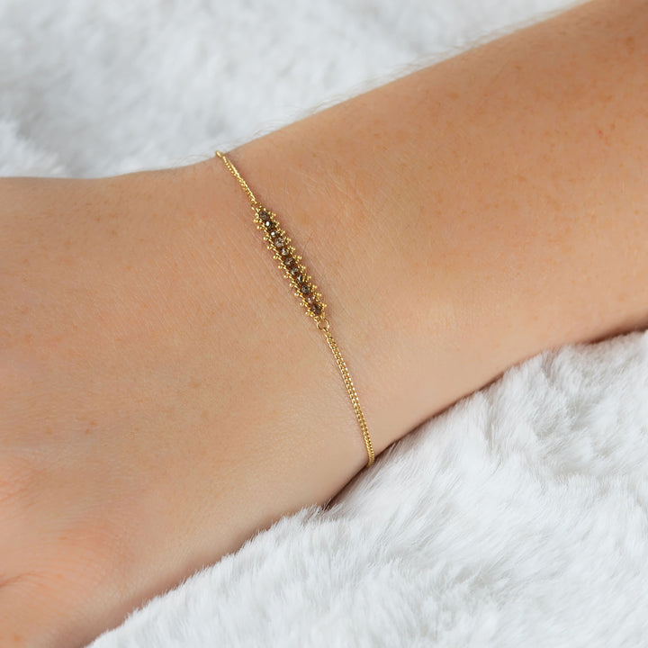 Image for 18K Yellow Gold Champagne Diamond Textile Row Bracelet