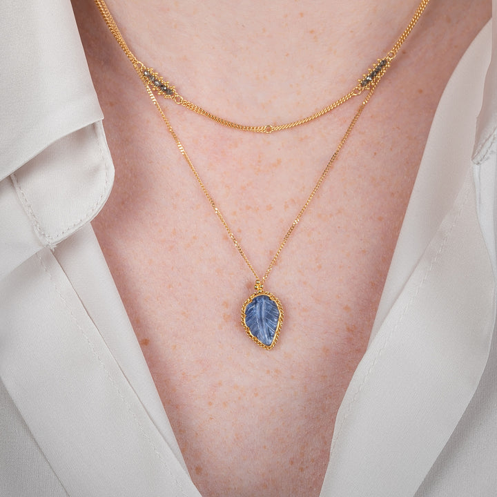 Image for One-of-a-Kind 18K Yellow Gold 2.94 ct. Carved Leaf Tanzanite Necklace