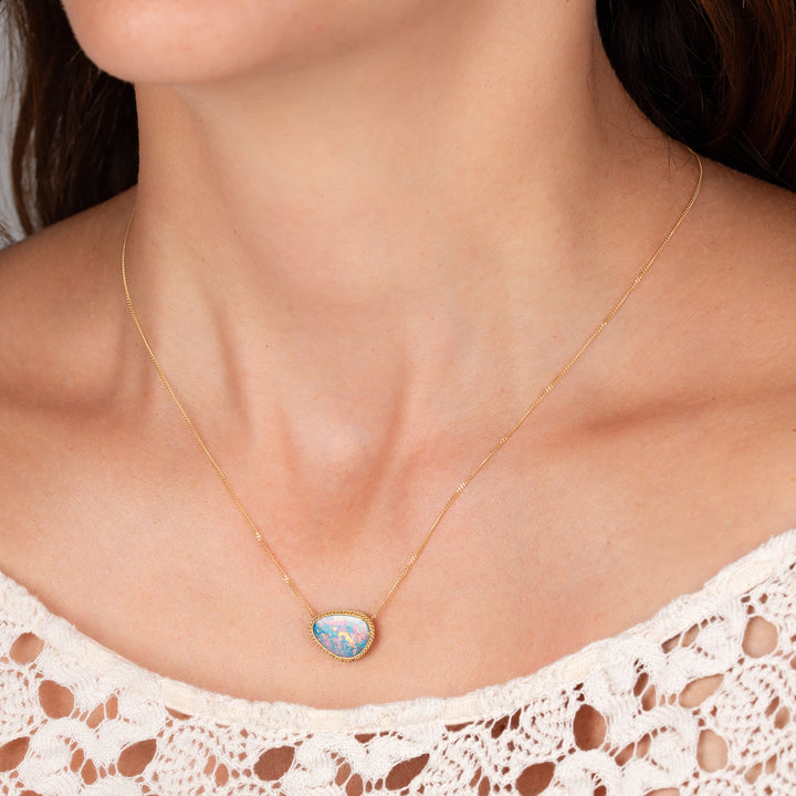 Image for One-of-a-Kind 18K Yellow Gold 3.21 ct. Australian Opal Doublet Necklace