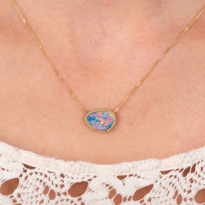 Image for One-of-a-Kind 18K Yellow Gold 3.21 ct. Australian Opal Doublet Necklace