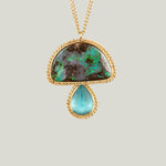 Image for One-of-a-Kind 18K Yellow Gold 5.22 ct. Boulder Opal, 1.28 ct. Aquamarine Mushroom Necklace