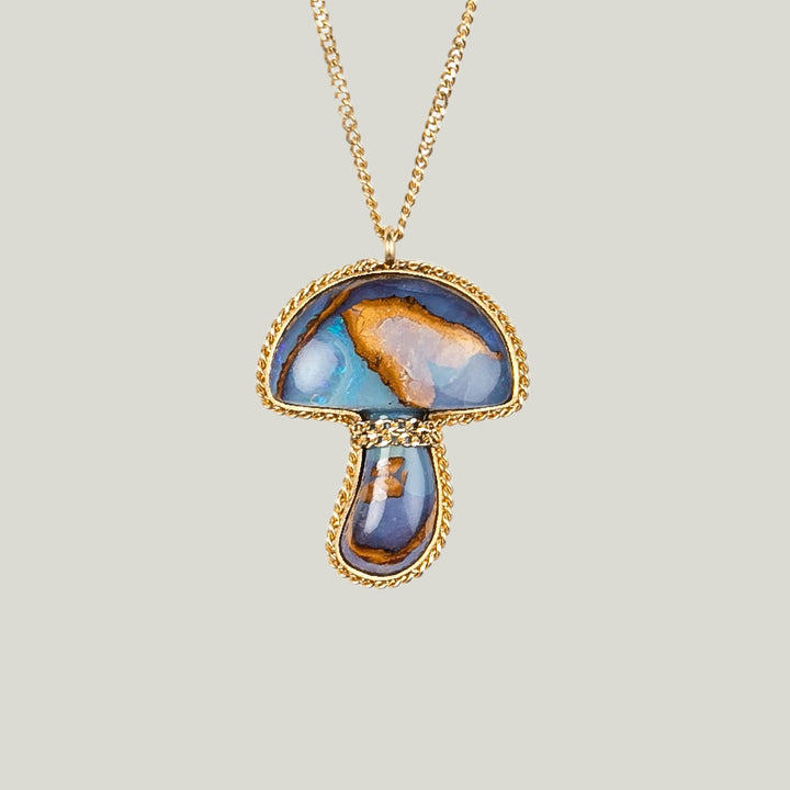 Image for One-of-a-Kind 18K Yellow Gold 8.26 ct. Boulder Opal with Gold Chain Accent Mushroom Necklace