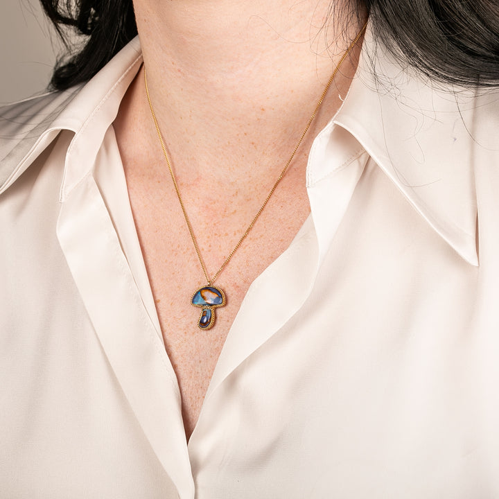Image for One-of-a-Kind 18K Yellow Gold 8.26 ct. Boulder Opal with Gold Chain Accent Mushroom Necklace