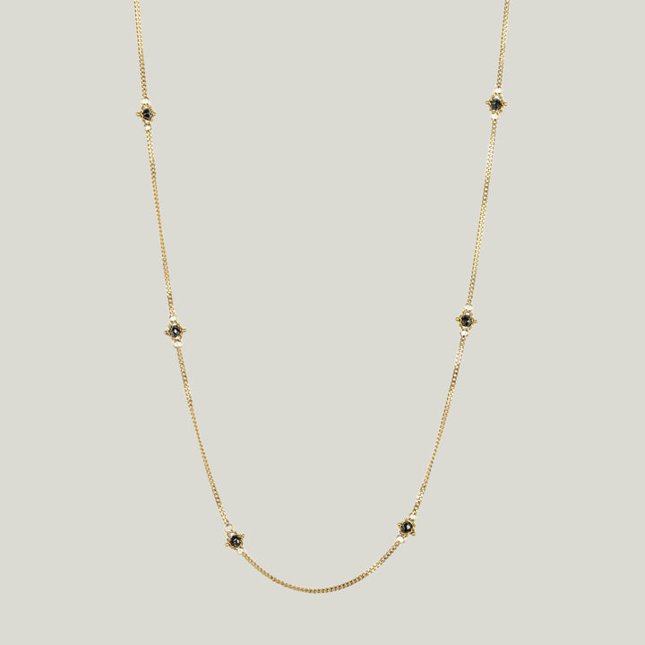 Image for 18K Yellow Gold Textile Station Necklace in Black Diamond