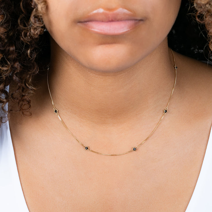 Image for 18K Yellow Gold Textile Station Necklace in Black Diamond