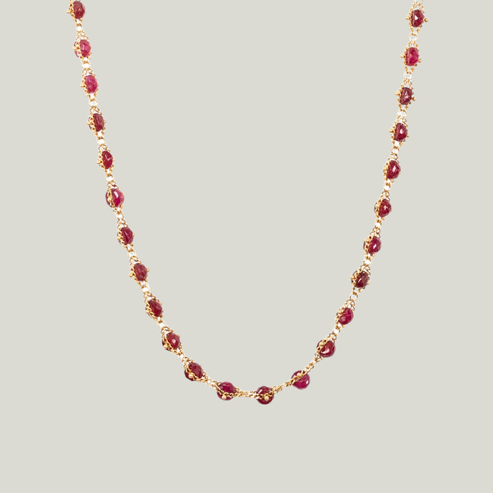 Image for 18K Yellow Gold Woven Necklace in Ruby