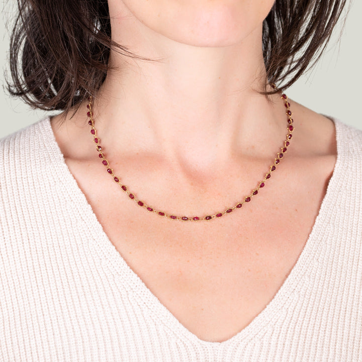 Image for 18K Yellow Gold Woven Necklace in Ruby