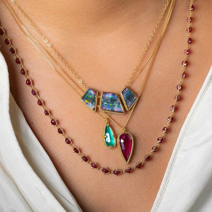 Image for 18K Yellow Gold Woven Necklace in Ruby