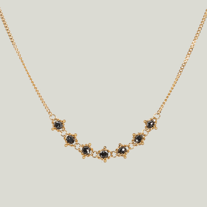 Image for 18K Yellow Gold Black Diamond Textile Row Necklace