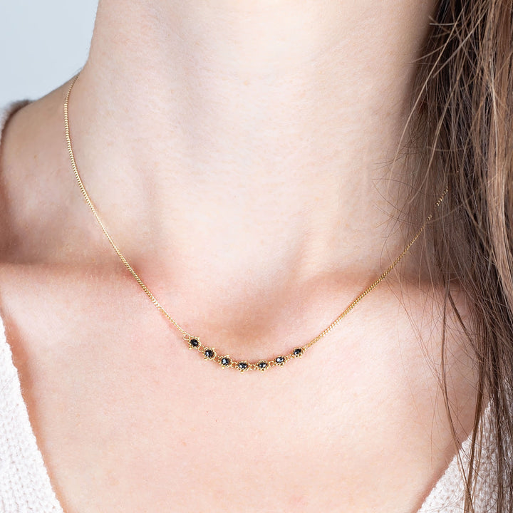 Image for 18K Yellow Gold Black Diamond Textile Row Necklace