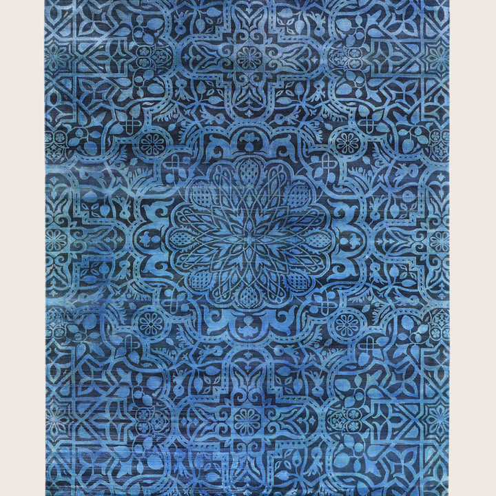 Image for Blue Cream Alchemy Traditional Silk Rug - 7'8" x 10'1"