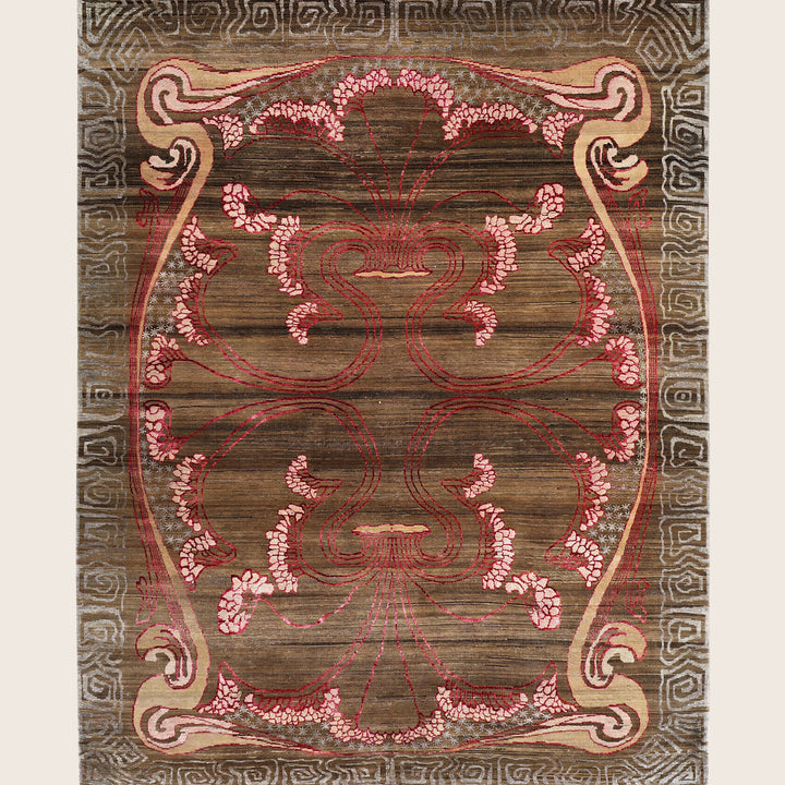 Image for Pink Brown Alchemy Traditional Wool Silk Blend Rug - 7'11" x 9'10"