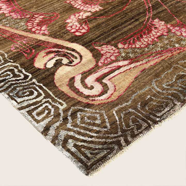 Image for Pink Brown Alchemy Traditional Wool Silk Blend Rug - 7'11" x 9'10"