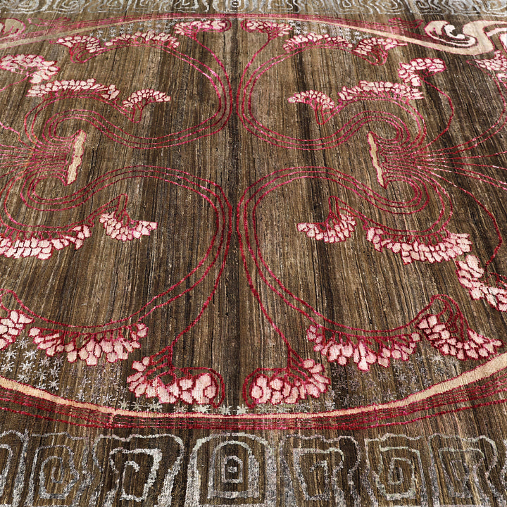 Image for Pink Brown Alchemy Traditional Wool Silk Blend Rug - 7'11" x 9'10"