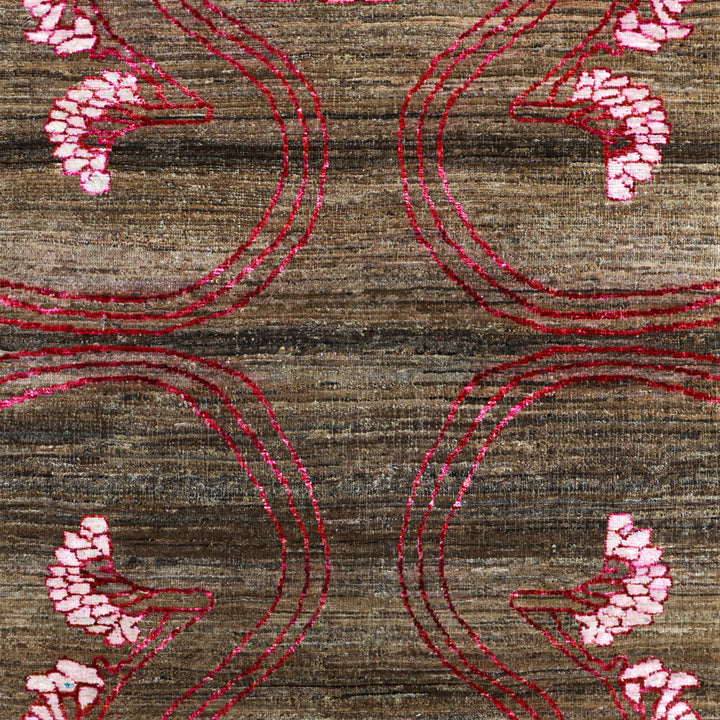 Image for Pink Brown Alchemy Traditional Wool Silk Blend Rug - 7'11" x 9'10"