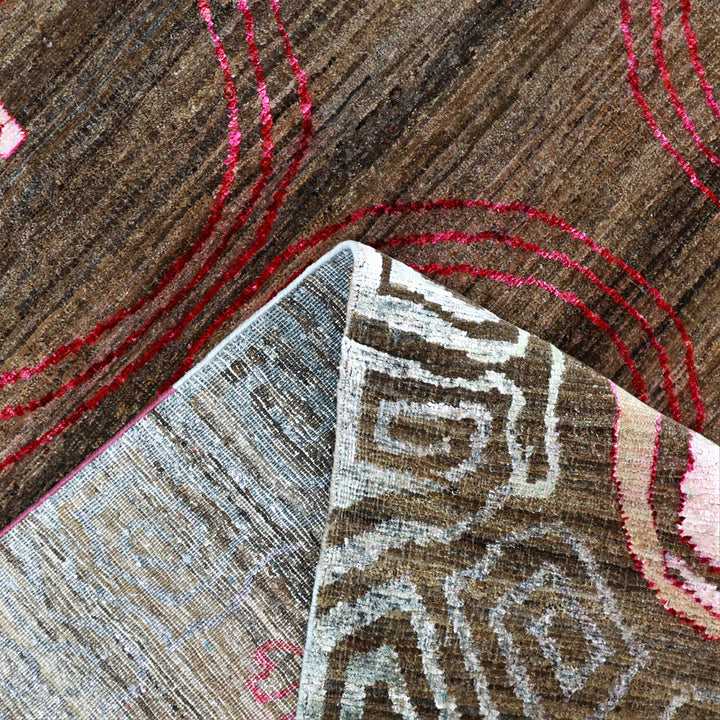 Image for Pink Brown Alchemy Traditional Wool Silk Blend Rug - 7'11" x 9'10"