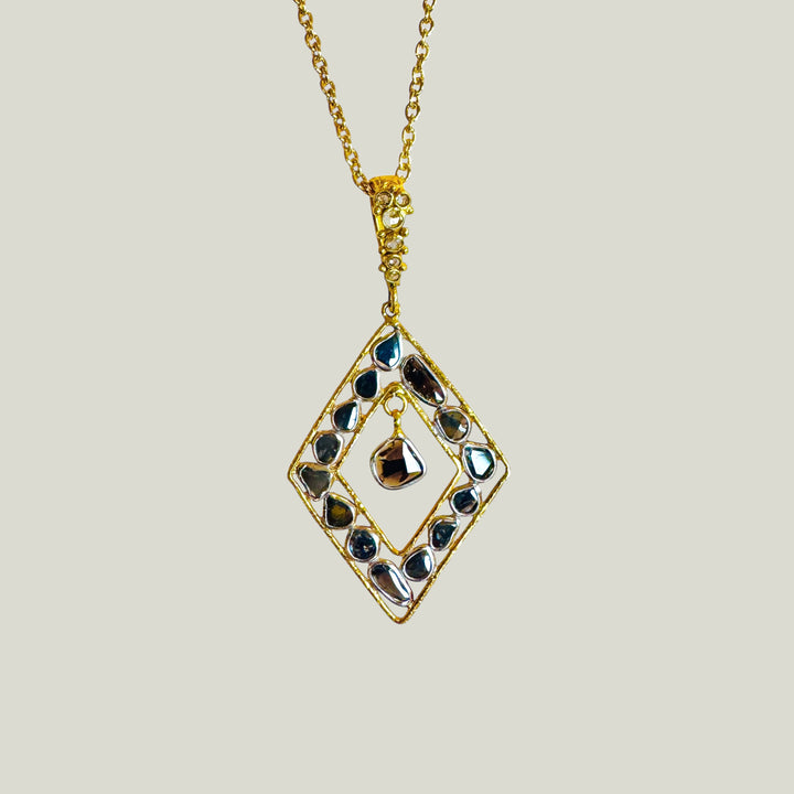 Image for Vintage Reimagined Blue Diamond Slice Medallion Necklace